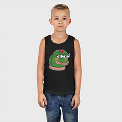 Майка детская хлопок Лягушка Пепе девочка, цвет: черный — фото 2