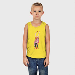 Майка детская хлопок Заяц в свитере, цвет: желтый — фото 2