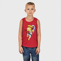 Майка детская хлопок Боец Барт Симпсон - чёрный пояс, цвет: красный — фото 2