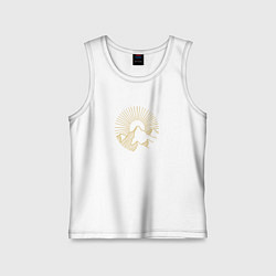 Майка детская хлопок Горы и солнце в круге, цвет: белый