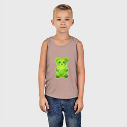 Майка детская хлопок Желейный медведь зеленый, цвет: пыльно-розовый — фото 2