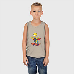 Майка детская хлопок Барт Симпсон на скейте, цвет: миндальный — фото 2