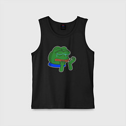 Майка детская хлопок Лягушонок Пепе в слезах, цвет: черный