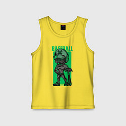 Майка детская хлопок Пёс бейсболист, цвет: желтый