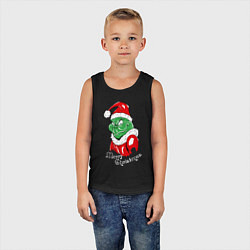 Майка детская хлопок Merry Christmas, Santa Claus Grinch, цвет: черный — фото 2
