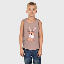 Майка детская хлопок Кролик с рожками - кролик олень, цвет: пыльно-розовый — фото 2