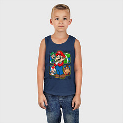 Майка детская хлопок Супер Марио, цвет: тёмно-синий — фото 2