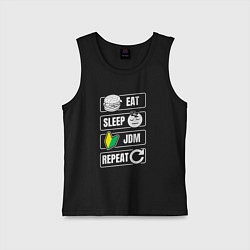 Майка детская хлопок Eat sleep JDM repeat, цвет: черный