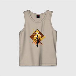 Майка детская хлопок Силуэт Чжун Ли, цвет: миндальный