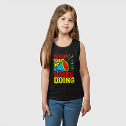 Майка детская хлопок Хватит разговаривать - действуй, цвет: черный — фото 2