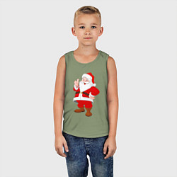 Майка детская хлопок Радостный Санта Клаус, цвет: авокадо — фото 2
