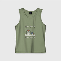 Майка детская хлопок Новогодние тоторики - ugly sweater, цвет: авокадо