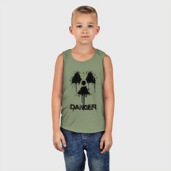 Майка детская хлопок Danger radiation symbol, цвет: авокадо — фото 2