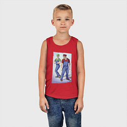 Майка детская хлопок Марио и Луиджи - крутые чуваки - стилизация, цвет: красный — фото 2