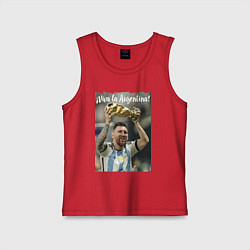 Майка детская хлопок Lionel Messi - world champion - Argentina, цвет: красный