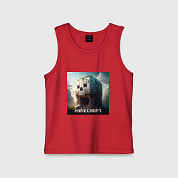 Майка детская хлопок Жуткая пещера Minecraft, цвет: красный