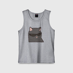 Майка детская хлопок Серый котик в очках, цвет: меланж