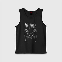 Майка детская хлопок In Flames рок кот, цвет: черный