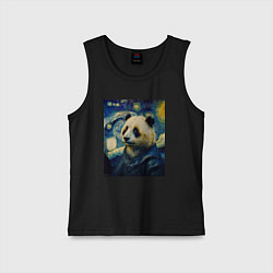 Майка детская хлопок Панда Ван Гога, цвет: черный