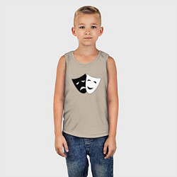 Майка детская хлопок Театральные маски грусти и радости, цвет: миндальный — фото 2