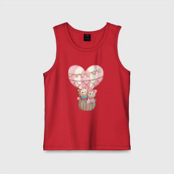 Майка детская хлопок Мишки на воздушом шаре, цвет: красный