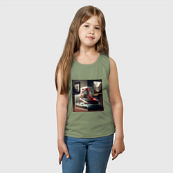 Майка детская хлопок Спорт в облаках, цвет: авокадо — фото 2