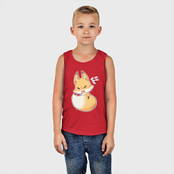 Майка детская хлопок Милая лисичка недовольна, цвет: красный — фото 2