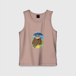 Майка детская хлопок Тоторо на природе, цвет: пыльно-розовый