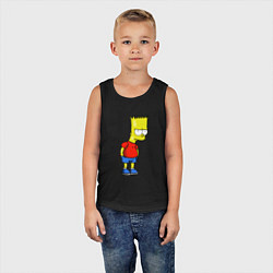 Майка детская хлопок Недовольный Барт, цвет: черный — фото 2