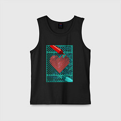 Майка детская хлопок Красное сердце маркером, цвет: черный