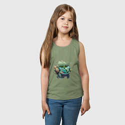 Майка детская хлопок Бульбазавр, цвет: авокадо — фото 2