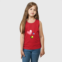 Майка детская хлопок Акварельные сердечки, цвет: красный — фото 2