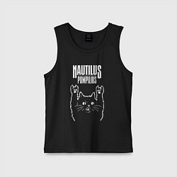 Майка детская хлопок Наутилус Помпилиус рок кот, цвет: черный