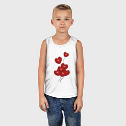Майка детская хлопок Улетающие воздушные шарики в виде сердечка, цвет: белый — фото 2