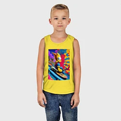 Майка детская хлопок Барт Симпсон скейтбордист - нейросеть, цвет: желтый — фото 2