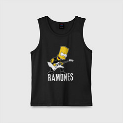Майка детская хлопок Ramones Барт Симпсон рокер, цвет: черный