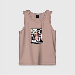 Майка детская хлопок Незуко Камадо на фоне манги, цвет: пыльно-розовый