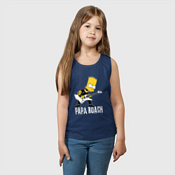 Майка детская хлопок Papa Roach Барт Симпсон рокер, цвет: тёмно-синий — фото 2