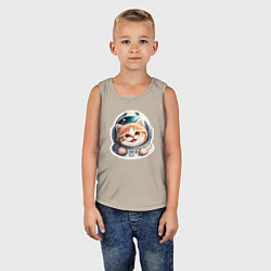 Майка детская хлопок Котик-космонавт, цвет: миндальный — фото 2