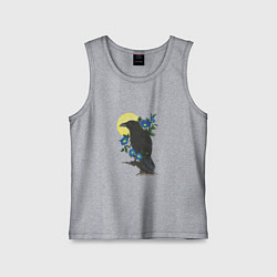 Майка детская хлопок Ворон на ветке под солнцем, цвет: меланж