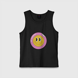 Майка детская хлопок Счастливый смайлик в стиле retro, цвет: черный