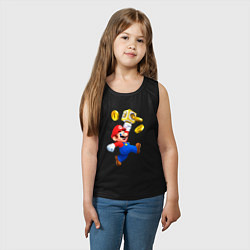 Майка детская хлопок Марио сбивает монетки, цвет: черный — фото 2
