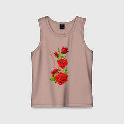 Майка детская хлопок Прекрасная Эвелина - букет из роз, цвет: пыльно-розовый