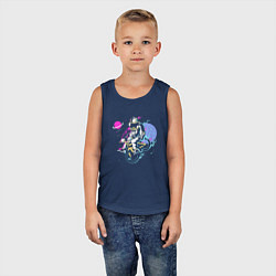 Майка детская хлопок Космический велосипедист, цвет: тёмно-синий — фото 2