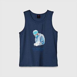 Майка детская хлопок Лечит не время - лечит доктор, цвет: тёмно-синий