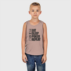 Майка детская хлопок Eat, sleep, poker, repeat, цвет: пыльно-розовый — фото 2