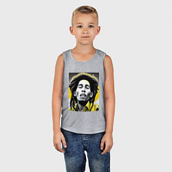 Майка детская хлопок Bob Marley Digital Art, цвет: меланж — фото 2