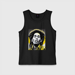 Майка детская хлопок Bob Marley Digital Art, цвет: черный