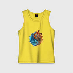 Майка детская хлопок Стихии огня и воды, цвет: желтый