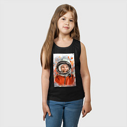 Майка детская хлопок Гагарин арт, цвет: черный — фото 2